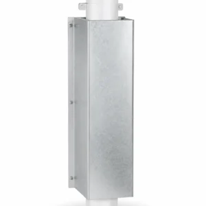 Galvanised downpipe protector 150mm installed on downpipe in car park