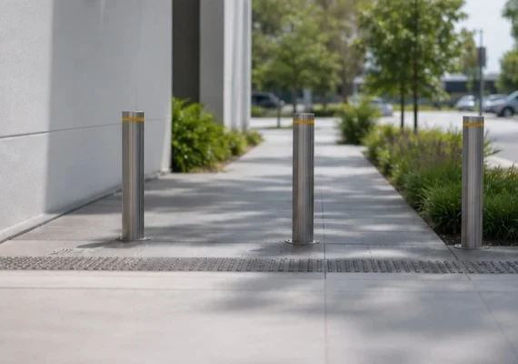 powder coated bollards aligned with rules for installing bollards in Australia in a commercial space