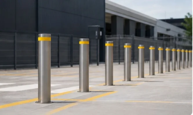 stainless steel bollards installed under rules for installing bollards in Australia in a coastal environment